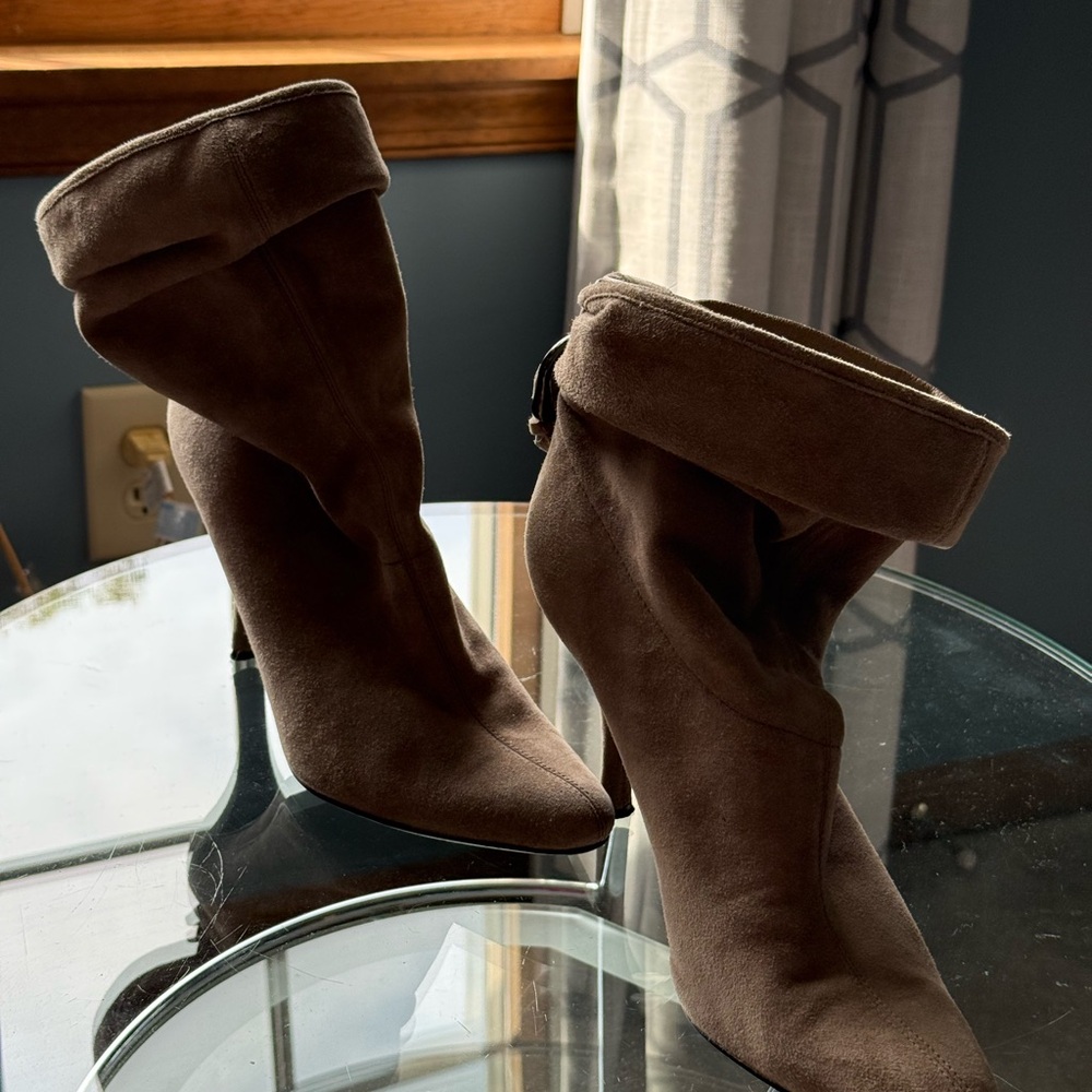 Nine West Suede Ankle Boots 7.5 beige/grey ( Greige). Slouchy style with buckle. - Picture 5 of 5